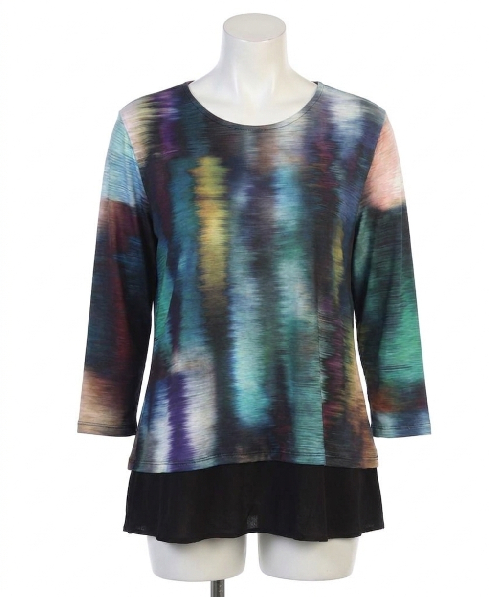 NEW JESS & JANE reflections sublimination contrast hem top in multi-color